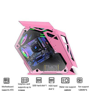 222*500*585MM Water cooling gaming chassis Special-shaped RGB PC Mainframe side Transparent Case gamer gabinete computador
