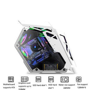 222*500*585MM Water cooling gaming chassis Special-shaped RGB PC Mainframe side Transparent Case gamer gabinete computador