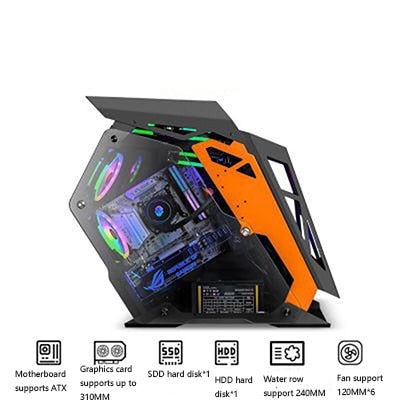 222*500*585MM Water cooling gaming chassis Special-shaped RGB PC Mainframe side Transparent Case gamer gabinete computador