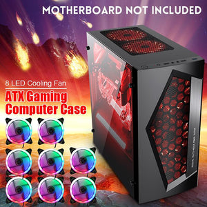 V3 ATX Computer Gaming PC Case 8 Fan Ports USB 3.0 For M-ATX/Mini ITX Motherboard Black/White 370 x 185 x 380mm