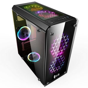 386x180x386mm Mini ATX Gaming Computer PC Case Mainframe Full-side Transparent Tempered glass RGB Water Cooling Chassis