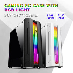 Electric Contest Pc Case 8 Fans with Rgb Light Acrylic Side Board 3SSD 1HDD ATX/MATX/ITX 280mm Graphics Card 397*197*423mm
