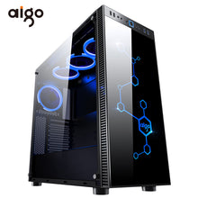 Load image into Gallery viewer, Aigo Desktop Computer Gaming Case Mid-Tower ATX Game PC Computer Chassis Case Tempered Glass Computer Cases with 4pcs RGB Fan
