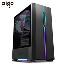 Load image into Gallery viewer, Aigo Computer Chassis Case ATX Mid-Tower Tempered Glass Gaming Desktop RGB PC Computer Case with 1pcs 120mm LED Rainbow Fans
