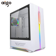 Load image into Gallery viewer, Aigo Computer Chassis Case ATX Mid-Tower Tempered Glass Gaming Desktop RGB PC Computer Case with 1pcs 120mm LED Rainbow Fans
